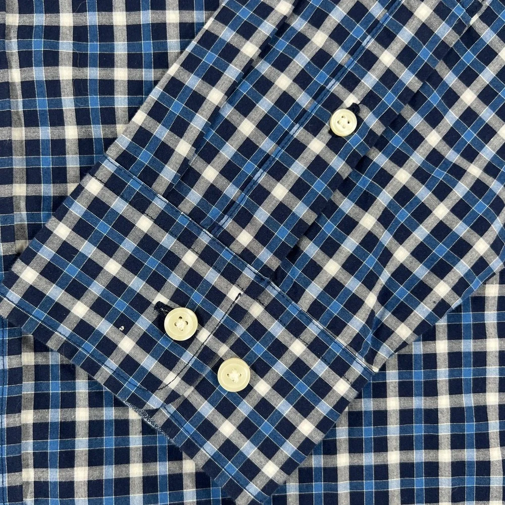 Banana Republic Shirt Mens Large Blue Plaid Long Sleeve Button Up Slim Fit